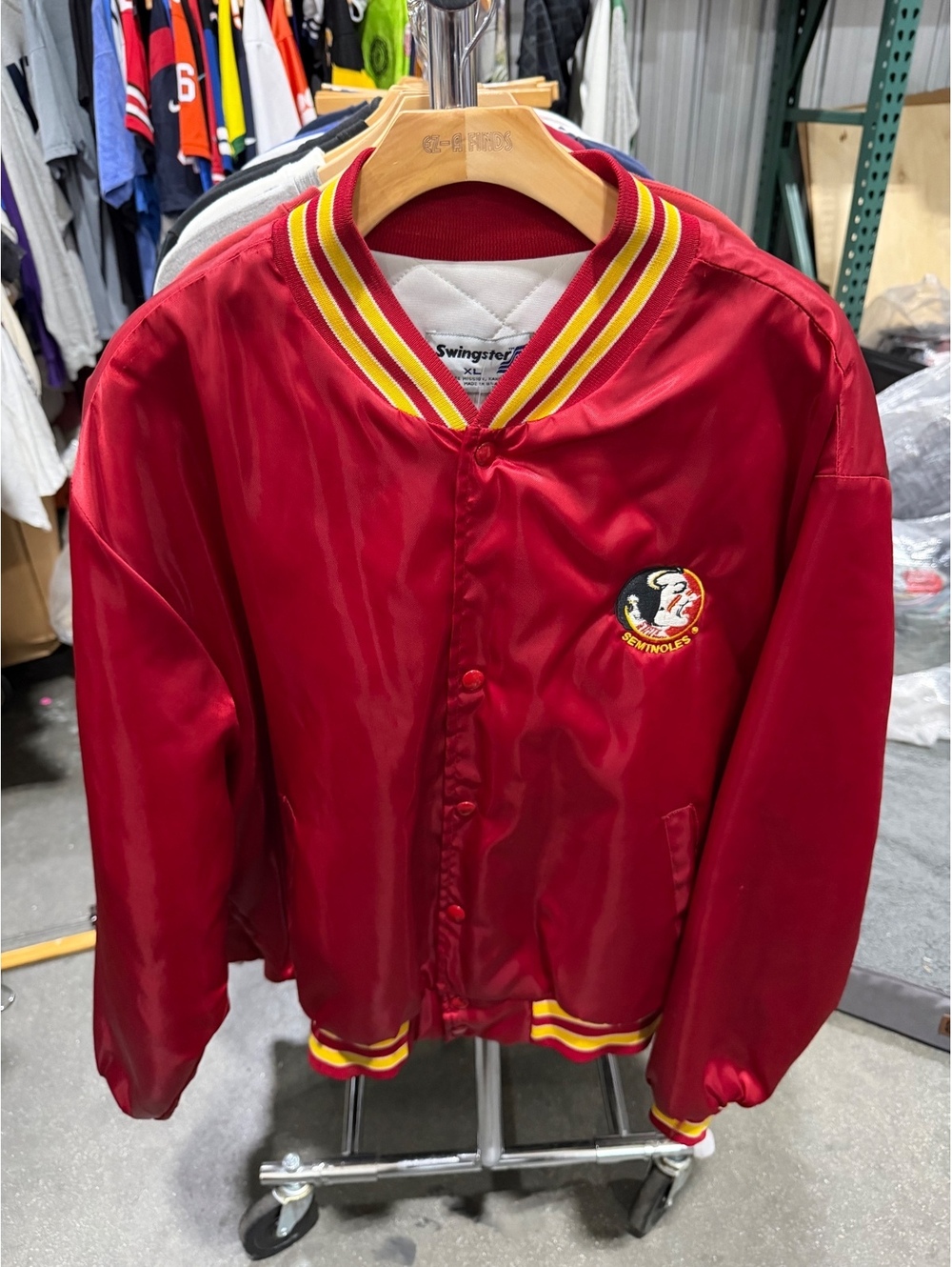 Vintage Swingster Florida State Seminoles Satin Bomber Jacket Mens XL FSU Red